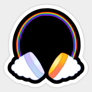 Rainbow Sun Moon Music Headphones Sticker